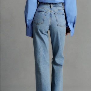 ZARA TRF RIPPED WIDE LEG JEANS